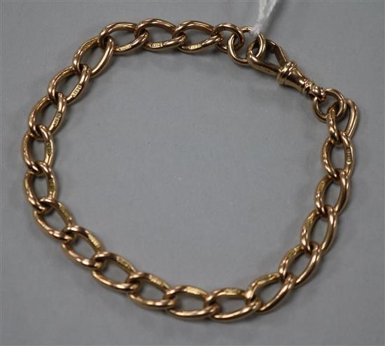 A 9ct gold oval link bracelet.
